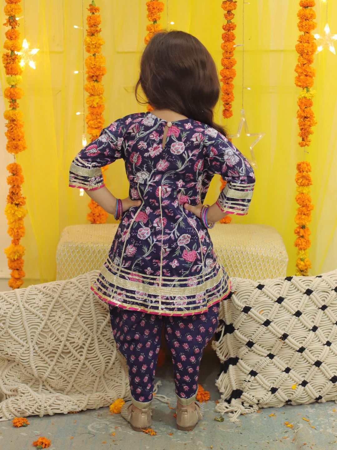 Pure Cotton Ethnic Suit Set for Kids - Blue | BD23SU40BLA | DesiQlo