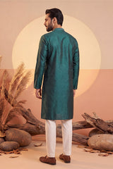 Green Silk Blend Woven Design Straight Kurta With Trouser MKSET1838