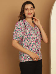 Floral Printed Women's Top-JNT-2022Pink