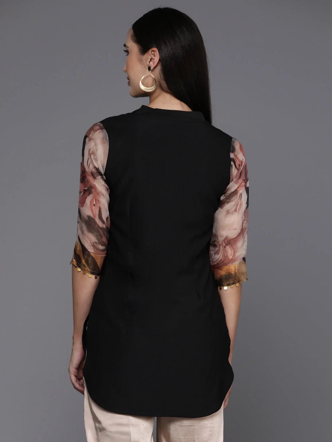 Black & Brown Sequined Tunic Top - Printed Indian Kurtis Online