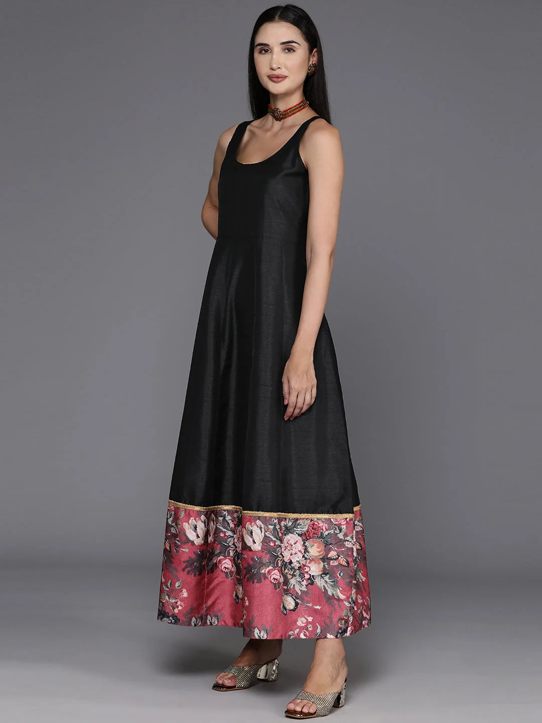 Black Floral Maxi Dress | Indian Dresses Online