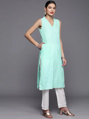 Blue Pure Cotton Printed Kurta-AHKUCOGL-970