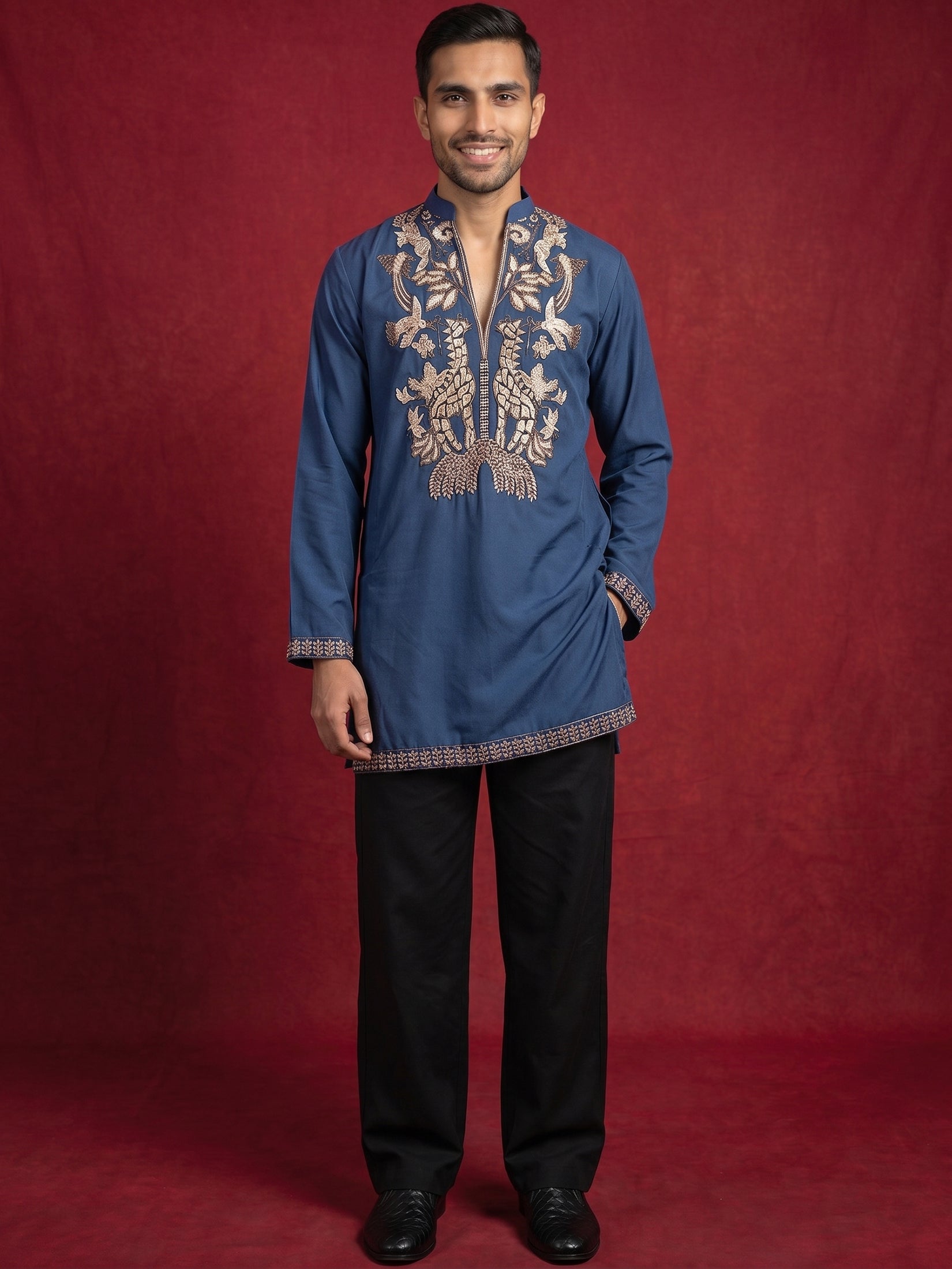 DesiQlo Men Embroidered Kurta Pyjama Set - Multicolor