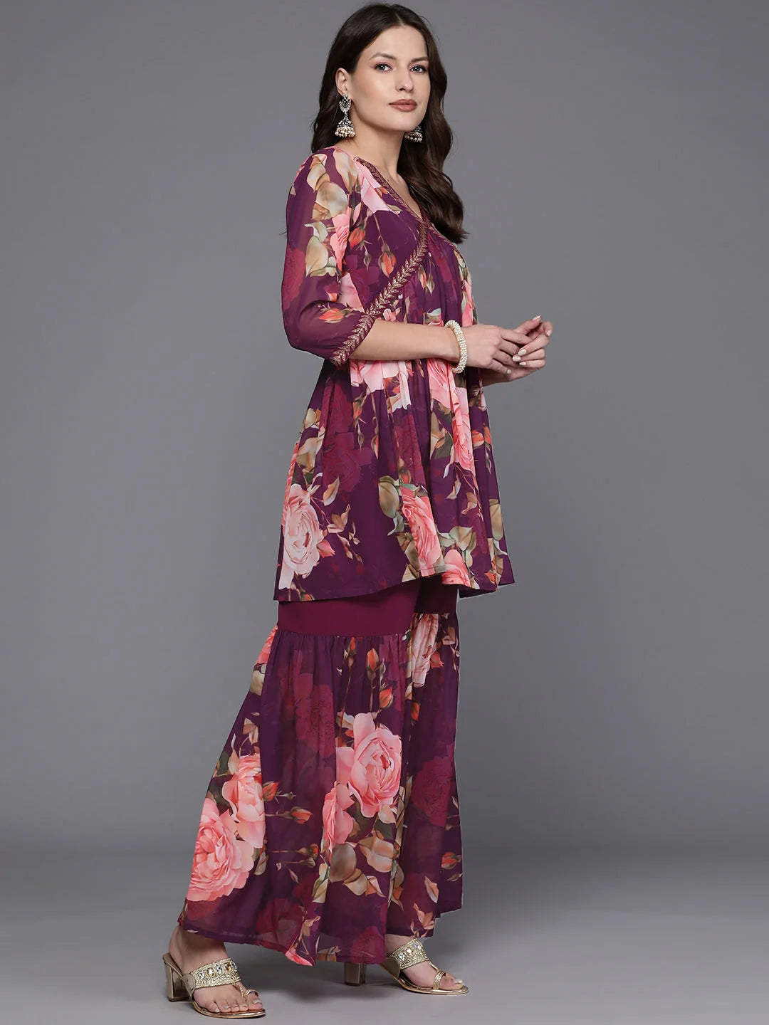 Women's Floral Sharara Set - Trendy Co Ord Sets Online
