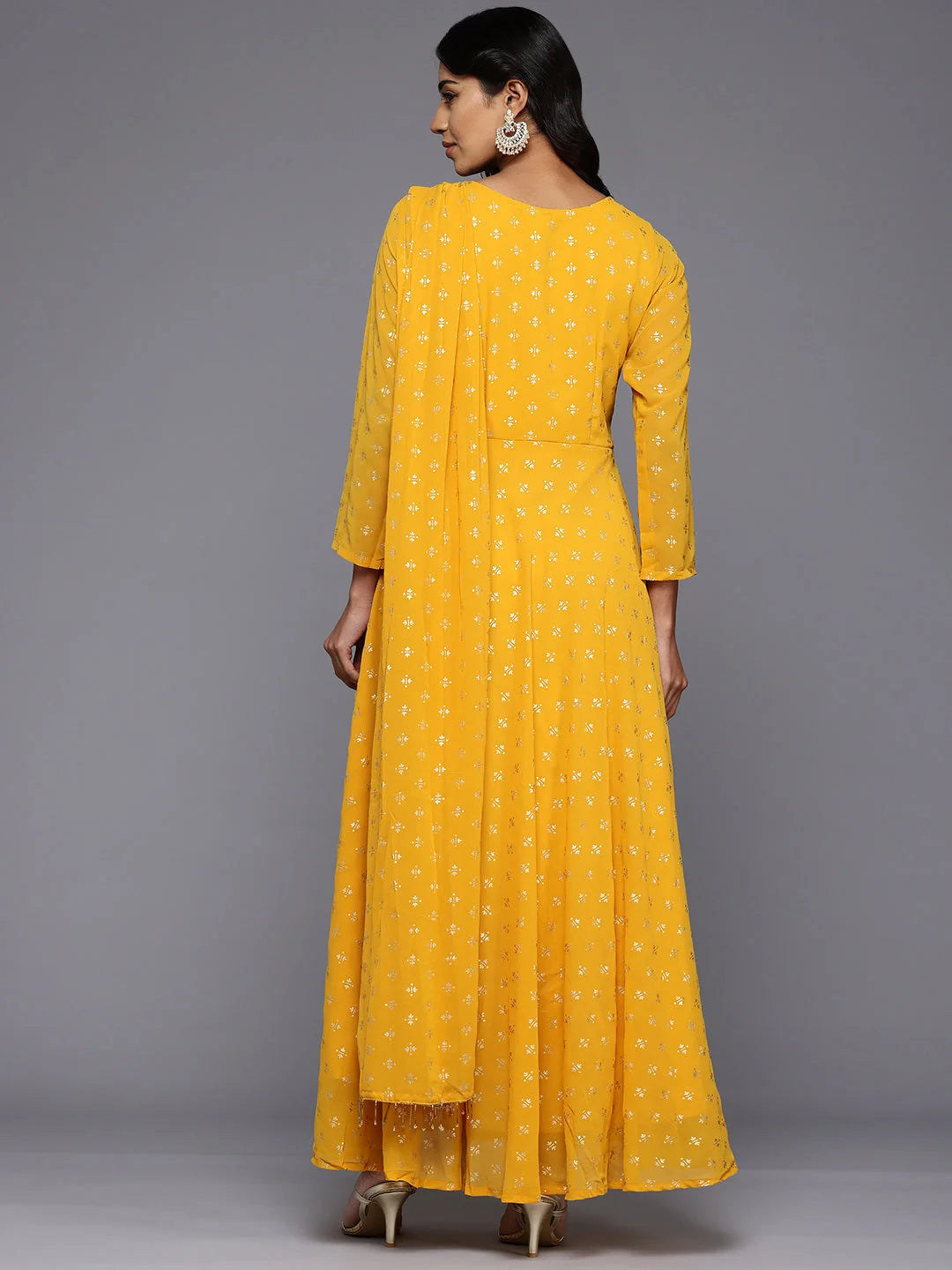 Ethnic Print Boat Neck Maxi Gown - Indian Dresses Online