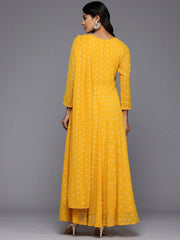 Ethnic Motifs Printed Boat Neck Layered Maxi Gown-AHEDGRFP-247