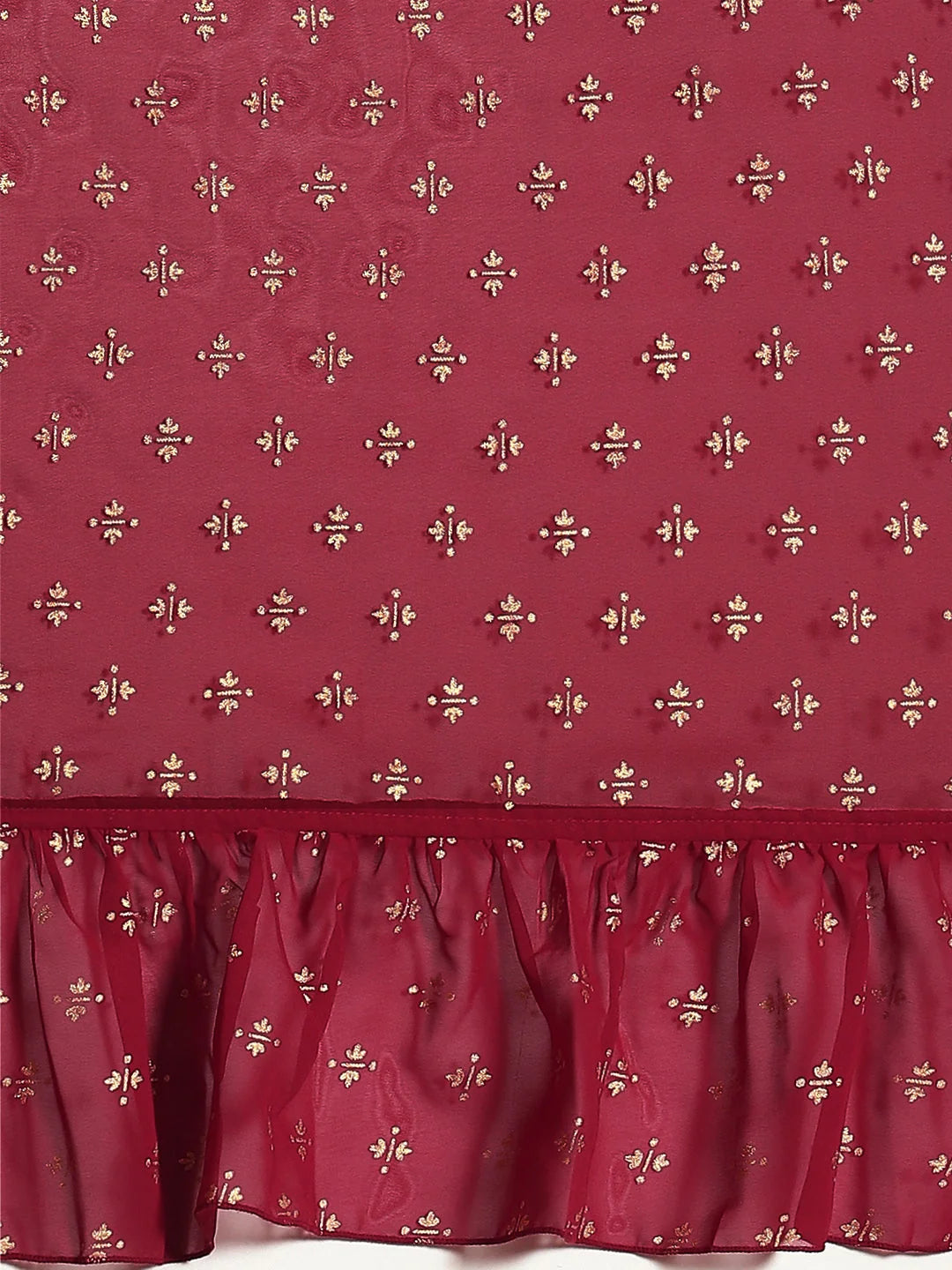 Maroon & Gold Ruffle Saree | Indian Wedding Sarees