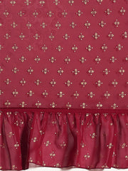 Maroon & Gold Toned Printed Ready To Wear Ruffles Saree-AHSRBL-SET-25