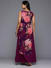 Floral Printed Boat Neck Layered Maxi Gown-AHEDGRDP-240