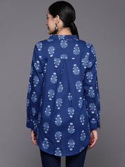 Royal Blue Floral Printed Tunic-AHTUCOKHGL-8080