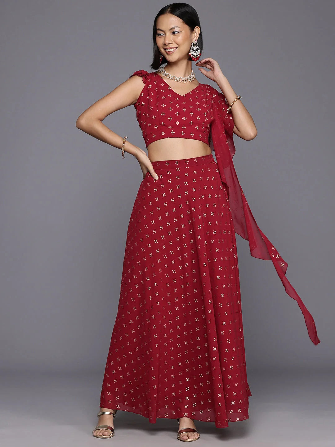 Foil Printed Lehenga Choli | Traditional Indian Lehenga for Women