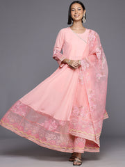 Floral Print Maxi Ethnic Dress with Dupatta-AHEDDU-COMBO-888