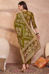 Green Floral Printed Kurta With Trousers And Dupatta PKSKD3227