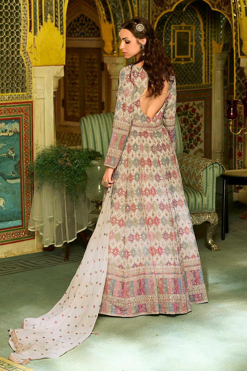 Off White Georgette Embroidered With Hand Work Gown With Dupatta VKSET