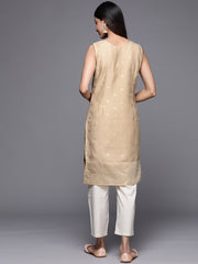 Tan & Gold-Toned Geometric Printed Kurta-AHTUCHFP-8106