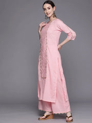 Baby Pink Pure Cotton Printed Kurta Palazzo Set-AHKUPZ-COMBO-480