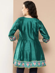 Teal Printed Ethnic Tunic-AHTUPSDP-8114-ICH