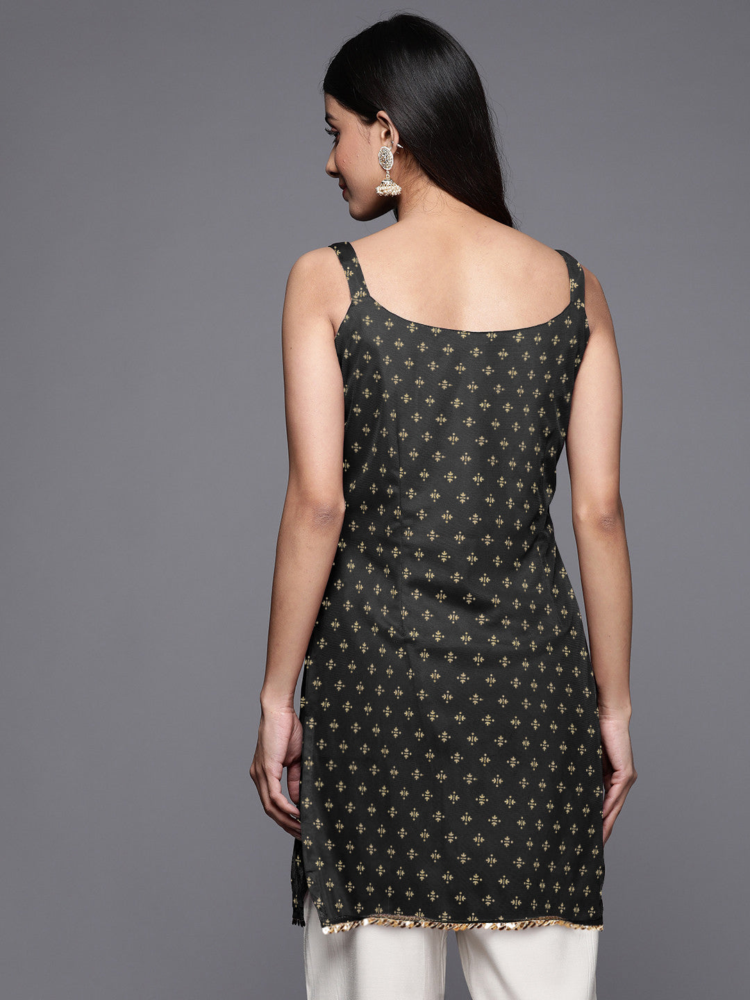 Women Gold Printed Tunic-AHTUGRFP-8204-DS