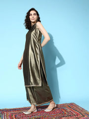 Gold Toned Solid Kurta with Palazzos-AHKUPZ-COMBO-774-FF