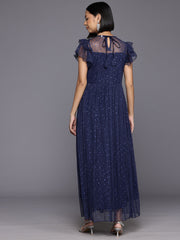 Women Star Embellished Maxi Dress-AHDRNTGL-3