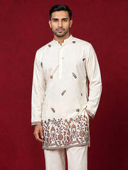 Japanese Fabric Embroidered Kurta ( 65KO 5596White )