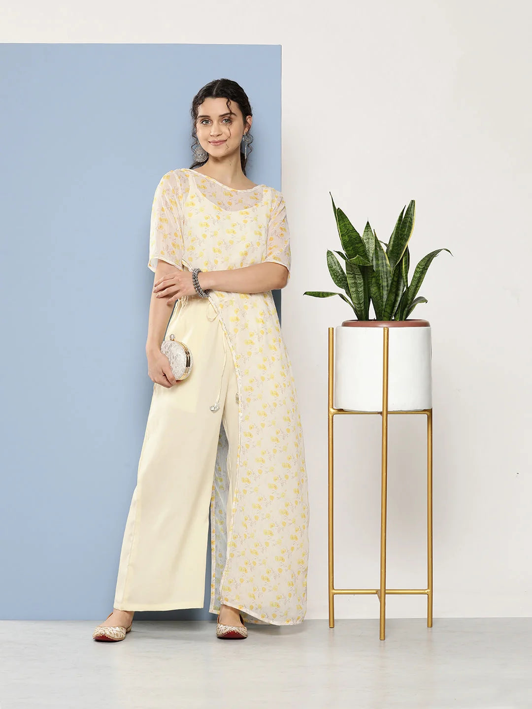 Off White Printed Jumpsuit - Casual Jumpsuits For Women
