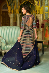 MultiColor Georgette Embroidered With Hand Work Gown With Dupatta VKSET1543