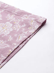 Lavender & White Printed Pure Cotton Jumpsuit with Ruffles-AHJSCOWX-60