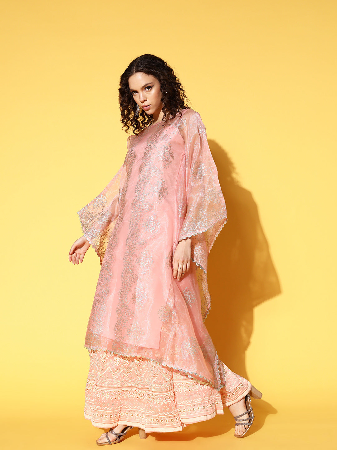 Pink & Gold Printed Kaftan - Women's Stylish Kaftans Online
