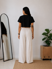 Women’s Off White Wide Leg Palazzo Pants (PTCREAMSIMBA)