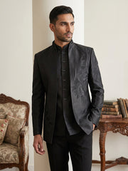 Japanese Fabric Embroidered Indo-Western Set ( 50JIND 223Black )
