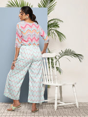Pink & Blue Printed Waist Tie-Ups Jumpsuit-AHJSCRDP-37