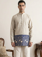 Men's Cotton Blend Printed Kurta ( 65KO 5591Beige ) [FF] [P-2]