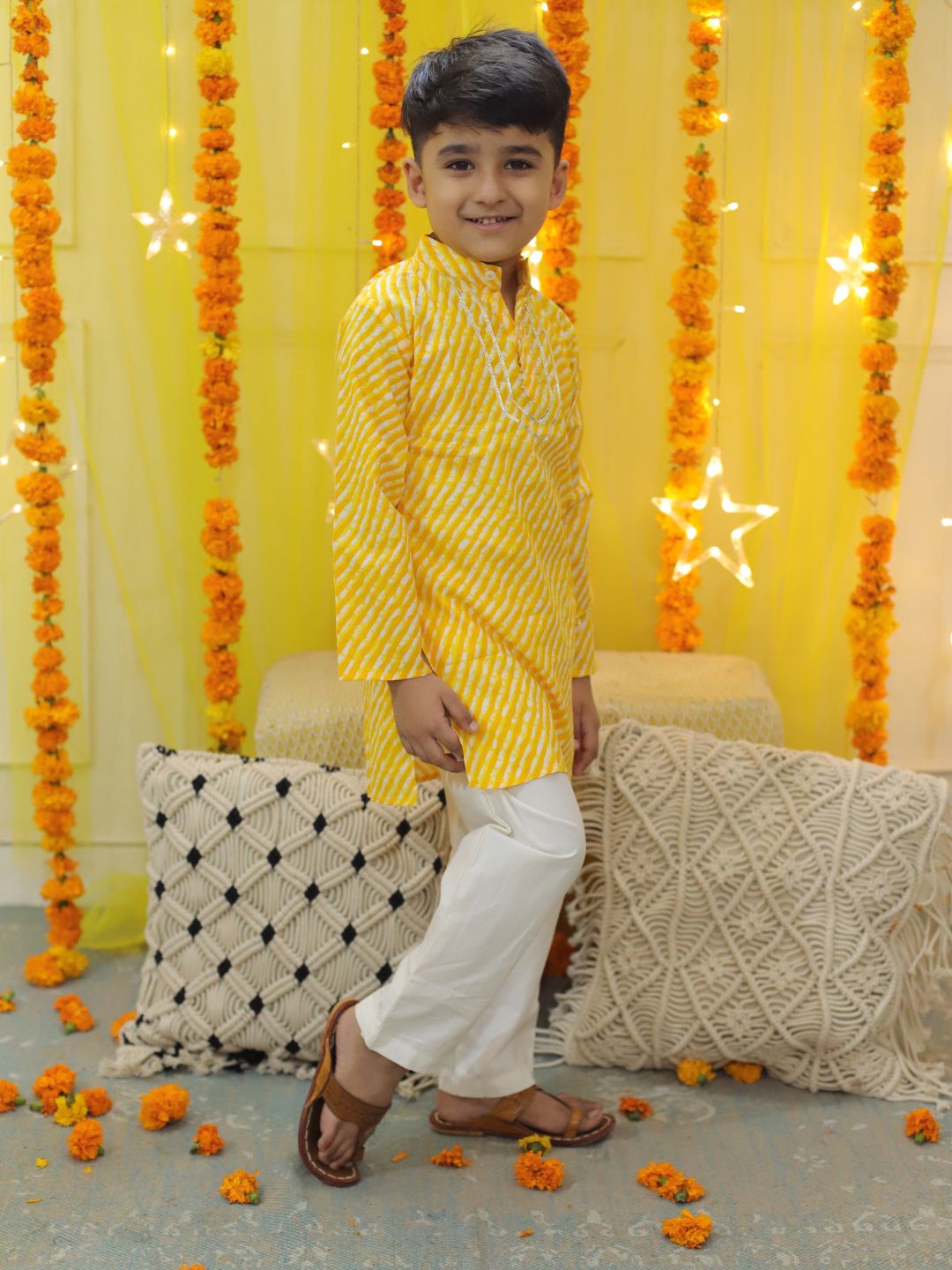 Pure Cotton Kurta Pajama Set for Boys - Yellow | BD23KP61YWA | DesiQlo
