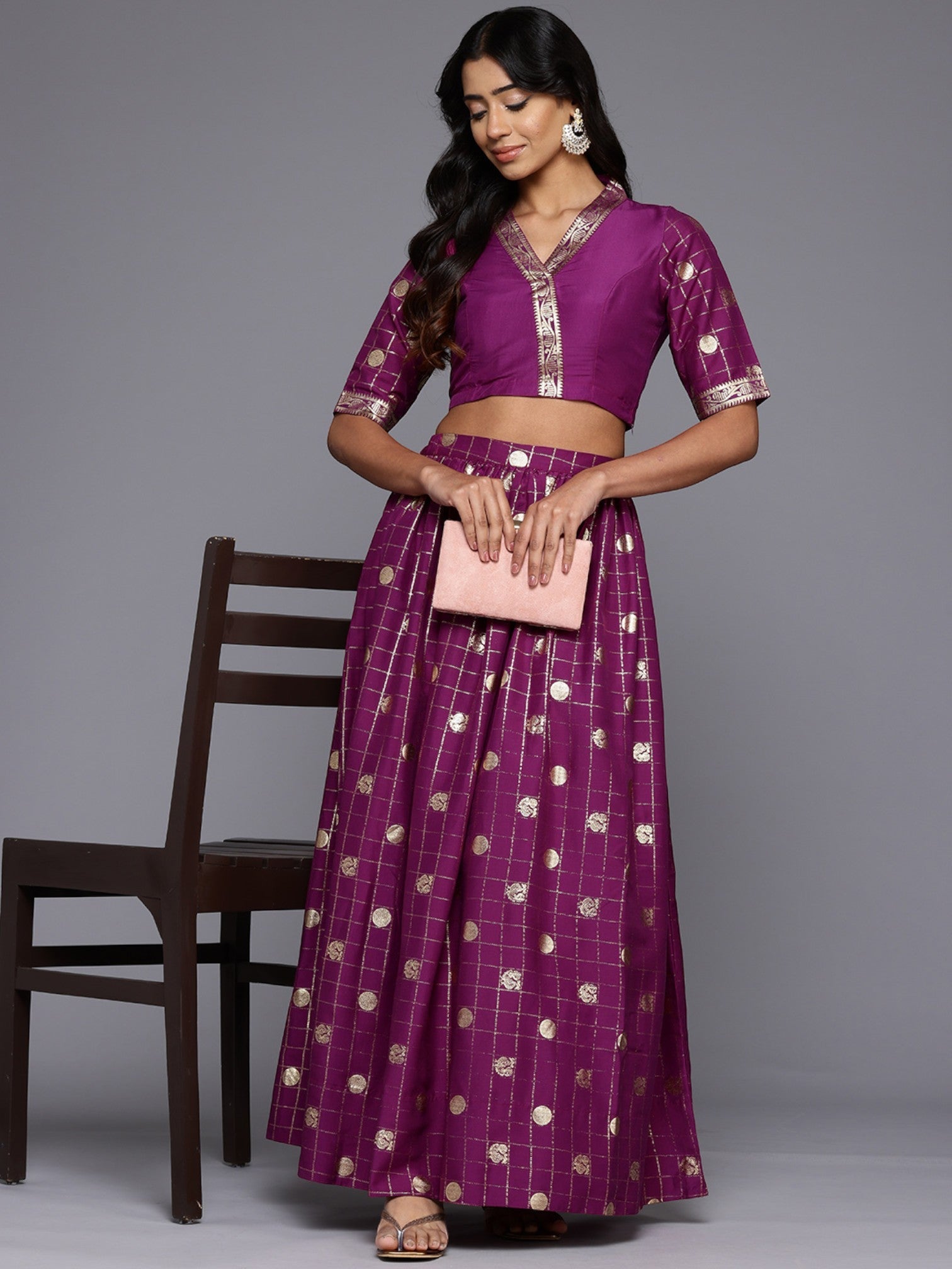 Checked Maxi Skirt - Women's Ethnic Wear & Long Ethnic Skirts