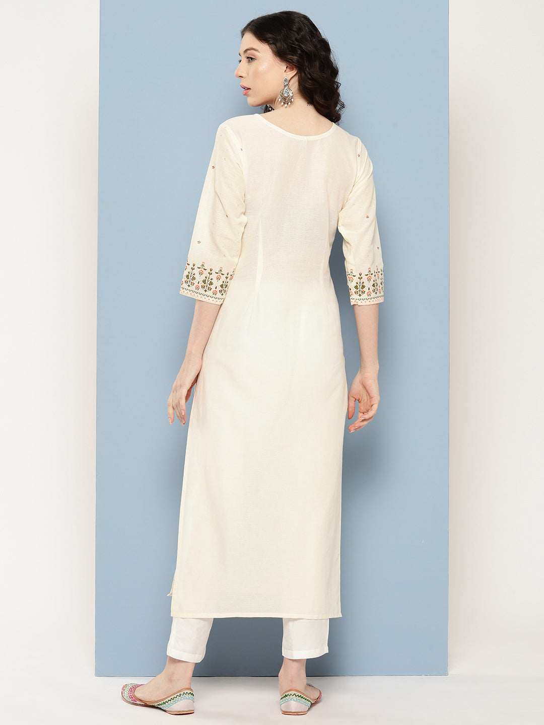 Printed Viscose Kurta - Beige & Maroon Indian Kurta Ladies