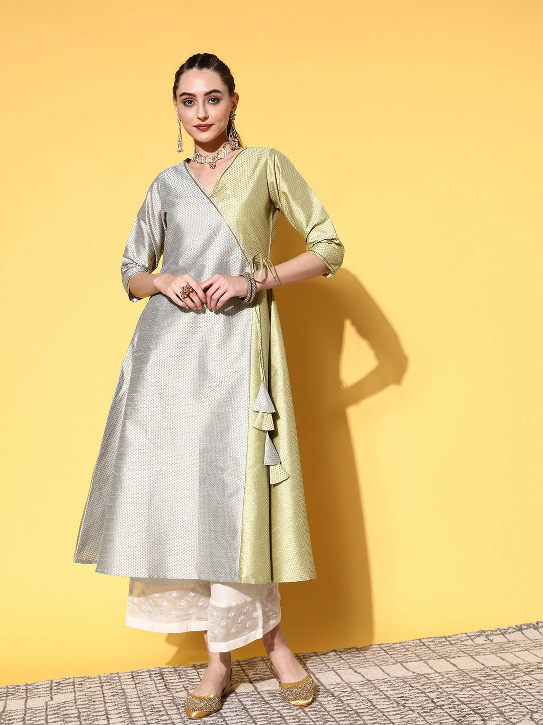 Green Tie-Up Kurta | Modern Indian Kurtis for Women