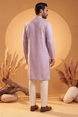Lavender Silk Blend Solid Embroidered Kurta MKU2269