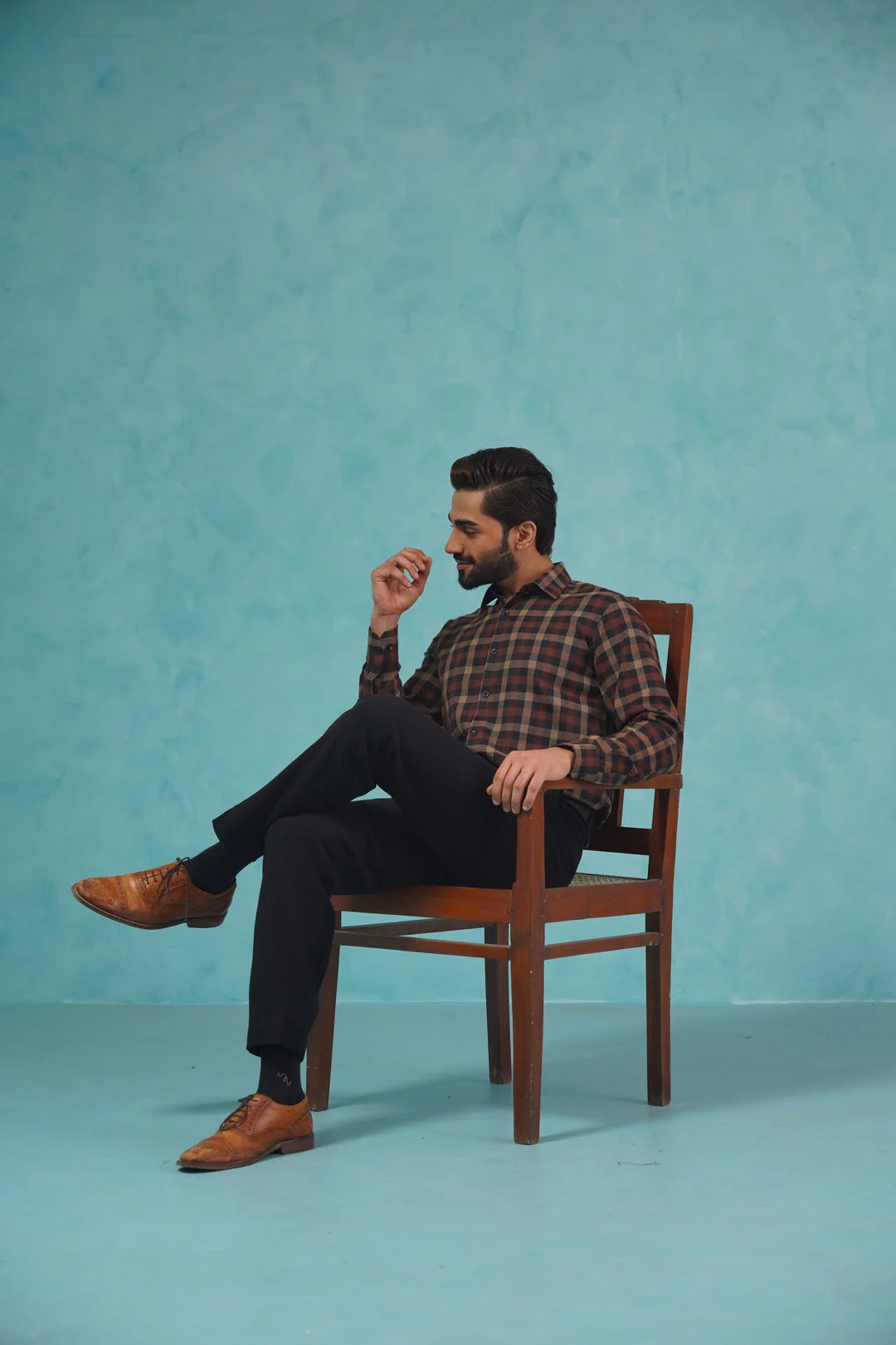 Checked Cotton Mens Shirt - Stylish Formal Shirts SF-900Brown