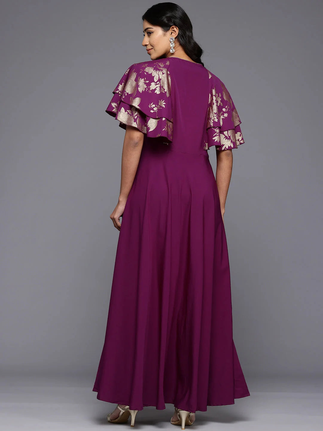 Floral Flared Sleeve Maxi Gown - Buy Indian Dresses Online