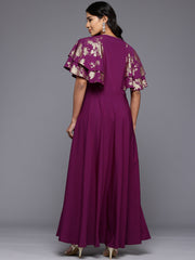 Floral Printed Flared Sleeves Maxi Gown-AHEDCRSP-253