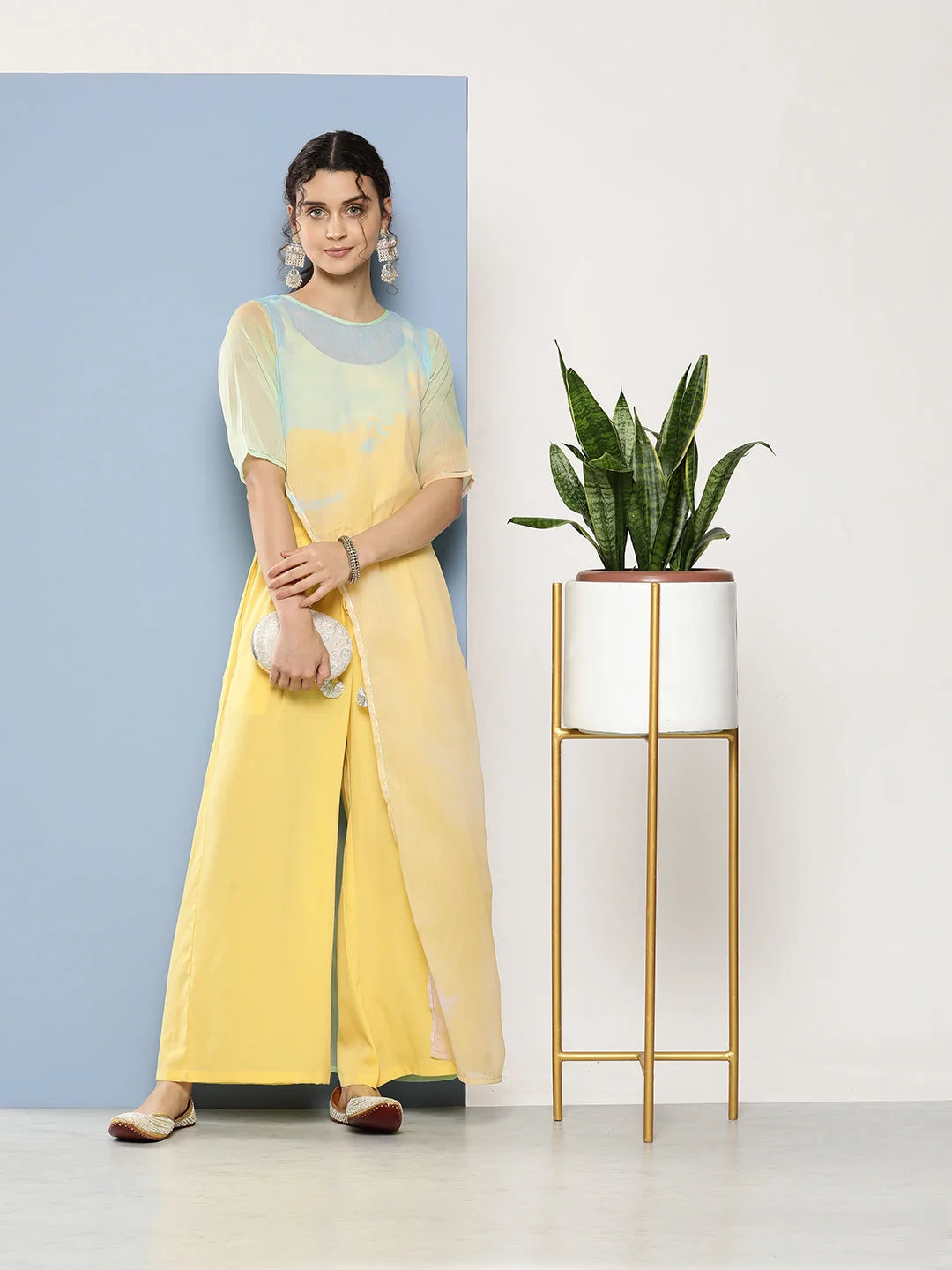 Yellow Printed Jumpsuit: Trendy Women's Jumpsuit Sets Online