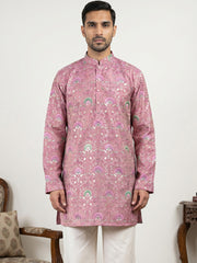 Silk Blend Foil Print Kurta ( 65KO 5587Purple )