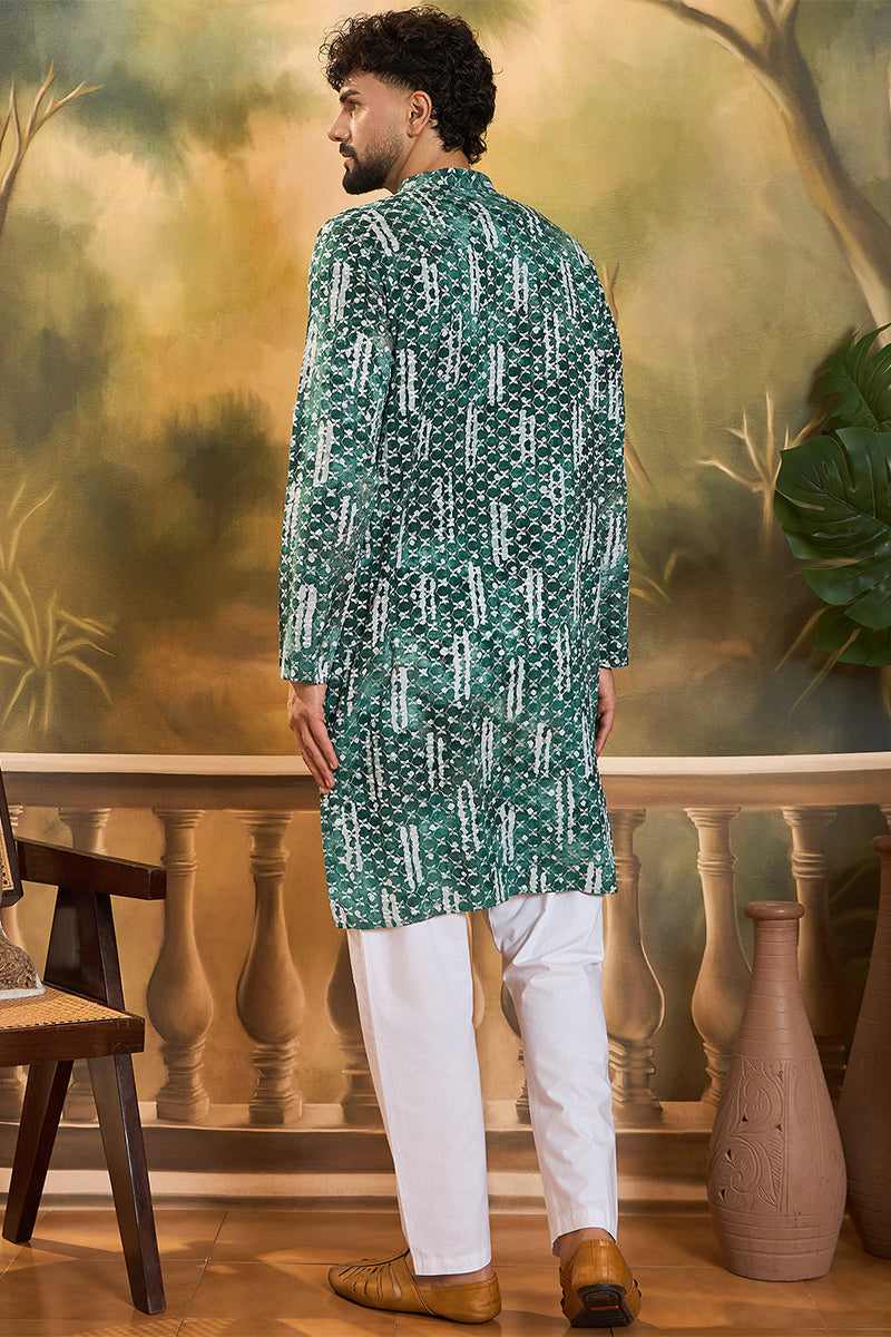 Green Viscose Rayon Embroidered Straight Kurta MKU1477 | DesiQlo