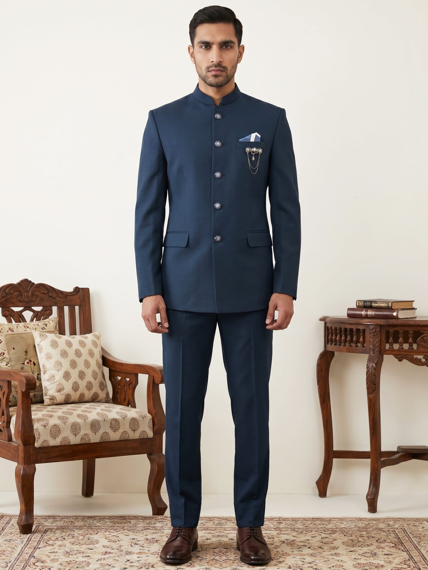 DesiQlo Men Solid Indo Western Set - Multicolor