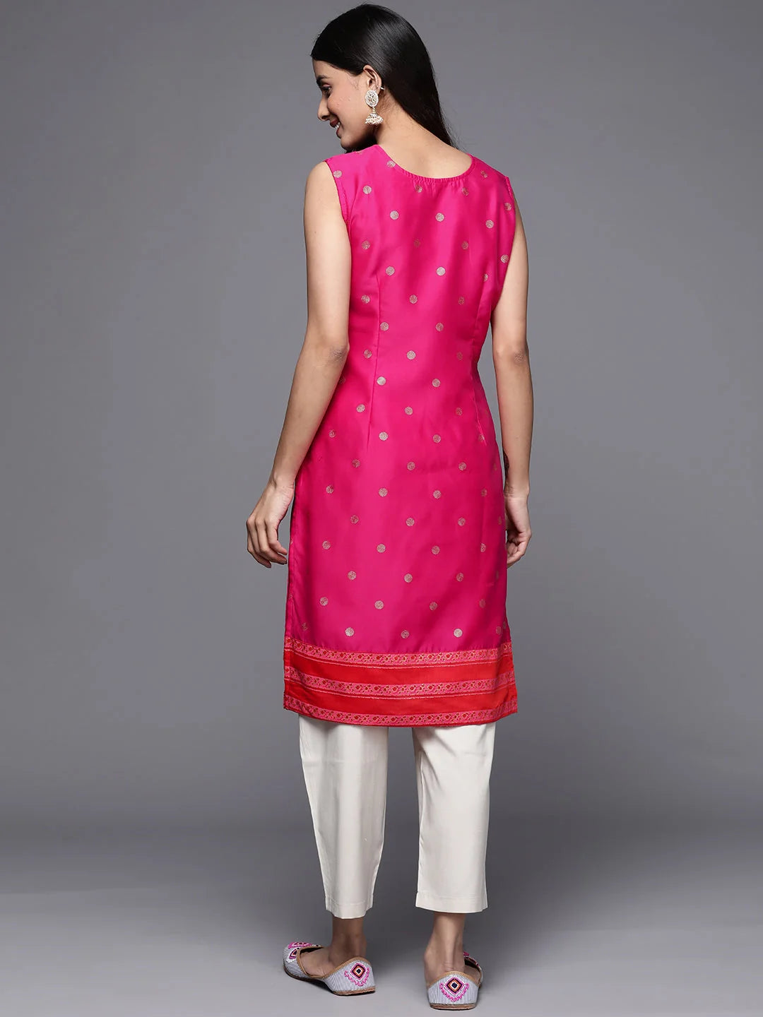 Pink Printed Polyester Indian Kurta for Women | Stylish Kurti