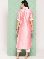Pink Floral Printed Art Silk Kurta-AHKUPSDP-1096-ICH