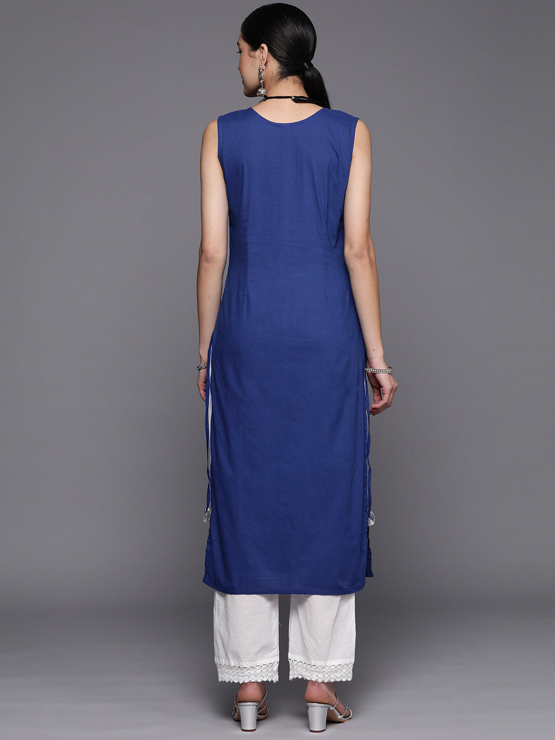 Royal Blue Cotton Printed Indian Kurta for Women Online