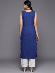 Royal Blue Pure Cotton Printed Kurta-AHKUCOKHGL-967