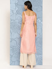 Pink Polka Dot Printed Organza Kurta-AHKUORGL-1056-ICH